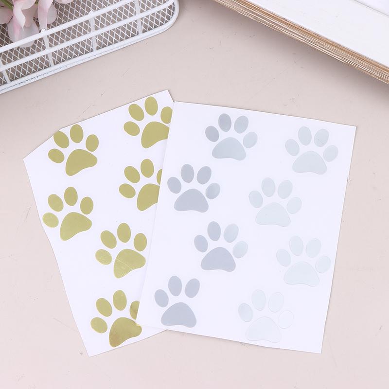 DIY Attractive Cat Paw Reflective Stick-ons for Bicycles, E-Bikes, MTB, Moto Helmets; Vinyl Adhesives for Bike Frames and Tubes