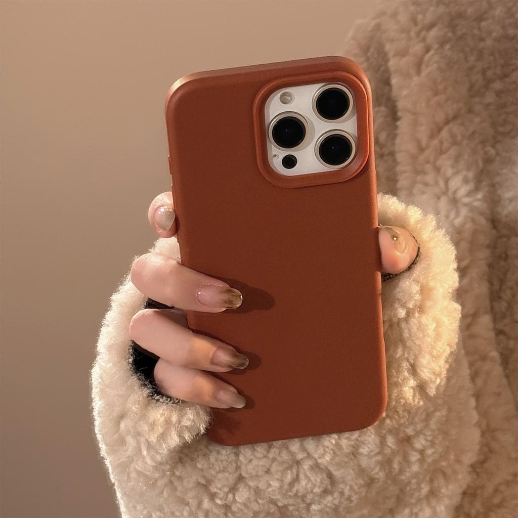 Maillard Solid Color Iphone16pro Max Suitable for 15 Apple 17 Mobile Phone Case 14 High End Simple 13 Anti fall