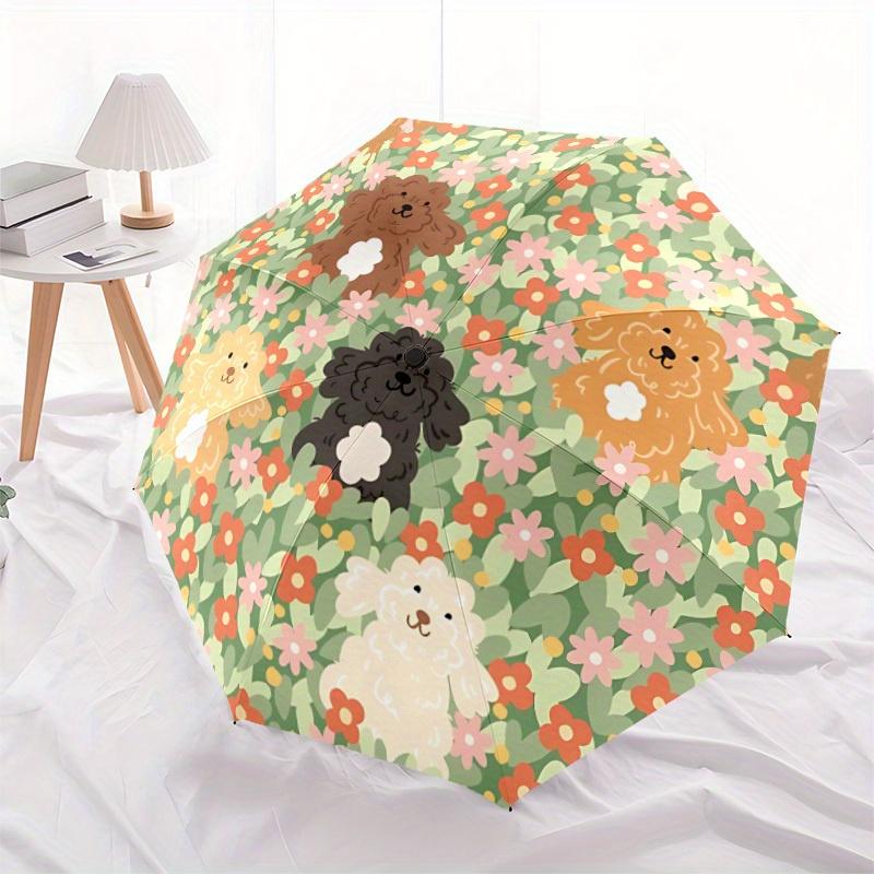 1pc Floral Poodles Automatic Umbrella 8-Bone Design Compact Gear for Outdoor Travel, Perfect Holiday Gift  Y250827082