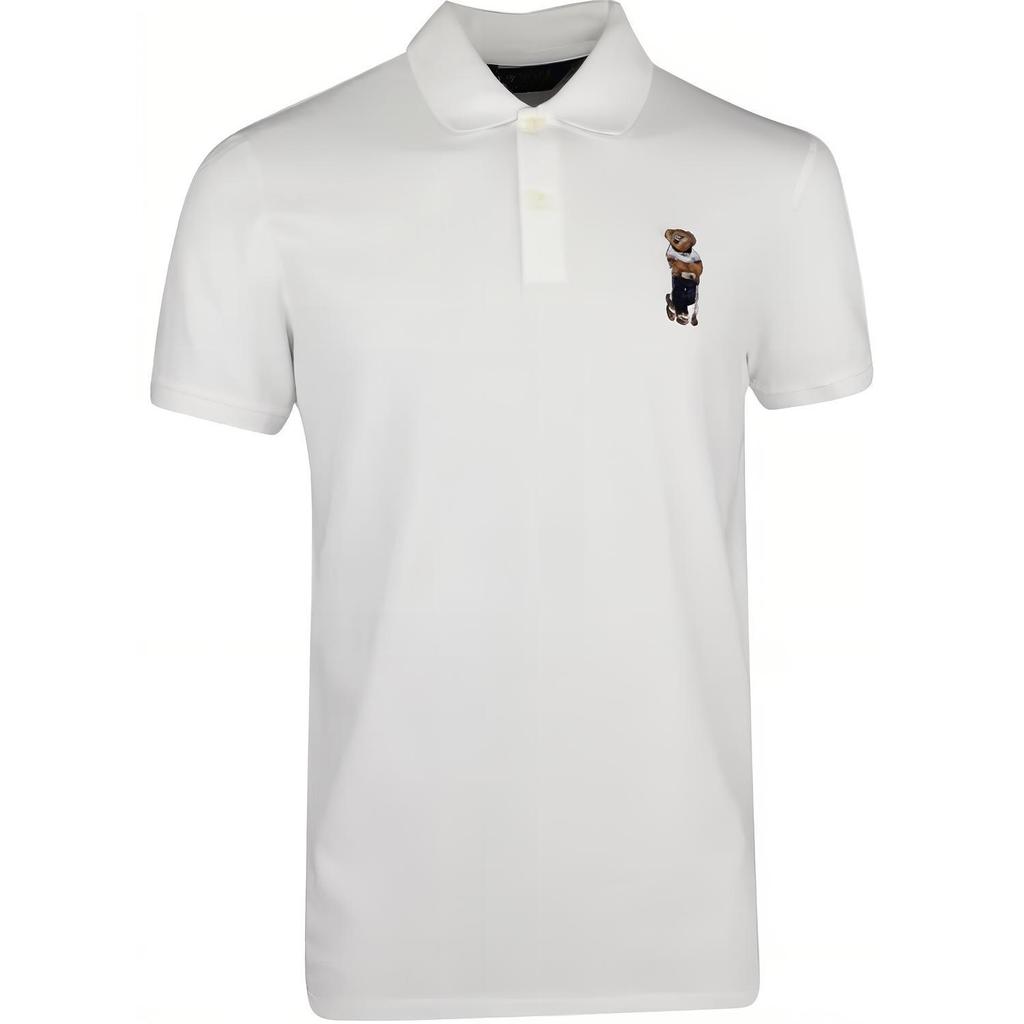 Polo Ralph Lauren Bear Embroidered Straight Cut Short Sleeve Polo Shirt Men Tops White 781862841-001
