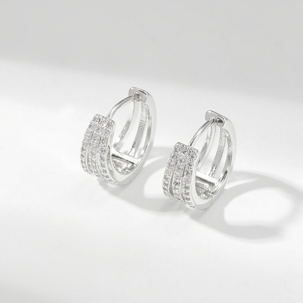 S925 Sterling Copper Pin Earrings Fashion Hoop Earrings White Gold Plated Earrings Nickel Free Earrings