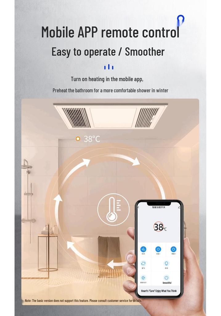 Smart Touch-Screen Bathroom Heater Switch, Flush-Mounted, Wireless Mijia App Compatible