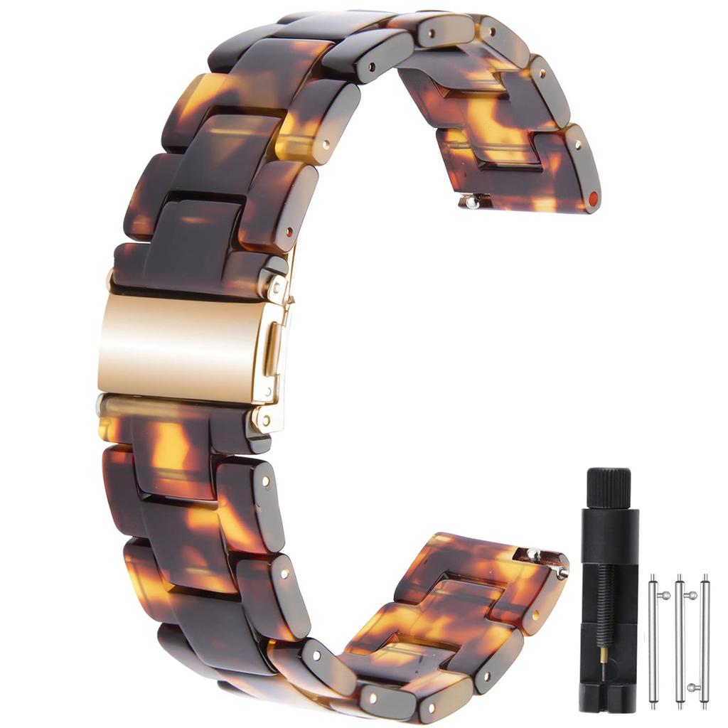 SEUER Resin Watch Band Replacement Quick Stainless Steel Deployment Easy 23 Colors Band, Release, Lightweight, Sweatproof, Stylish, 20mm, 22mm, Clasp,