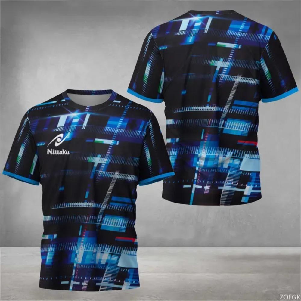 Digital Bonito Printed Men's Table Tennis Summer Sports Table Tennis Training Quick-Drying T-Shirt