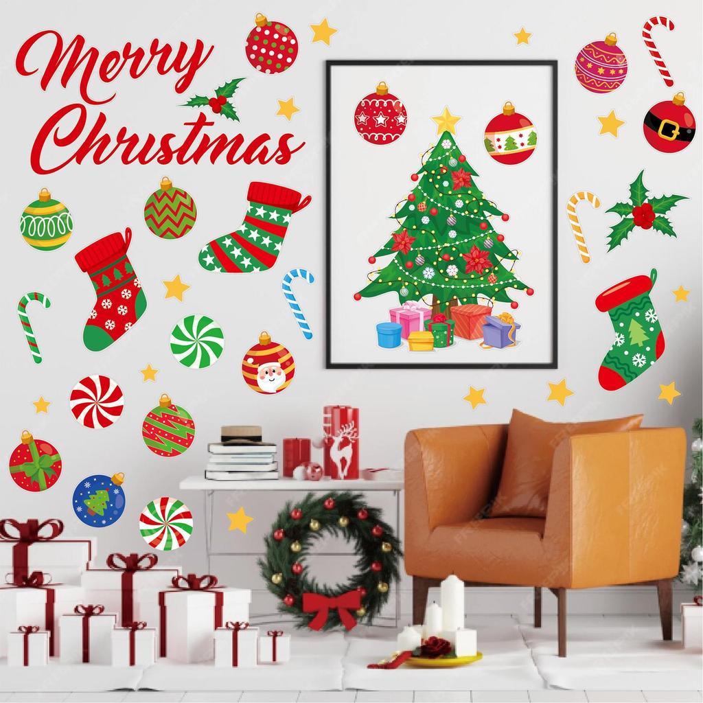Christmas Wall Stickers Removable Home Decor Letter Holiday Wall Stickers Christmas Decorations For Bedroom Living Room Bathroom