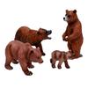 4pcs Realistic Bear Figurines Set Miniature PVC Grizzly Bear Wild Animal Figures for Home Office Display Collection 4