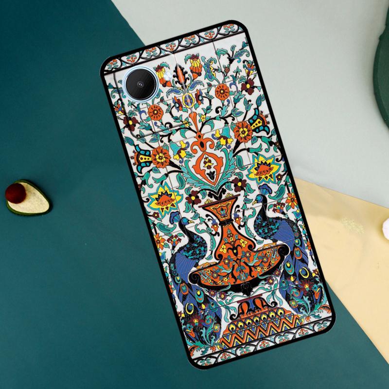Ancient Floral Tiles For Realme C67 C53 C55 C75 C71 C61 C33 C63 C51 C65 11 12 13 14 15 Pro Plus GT6 GT7 Pro Case