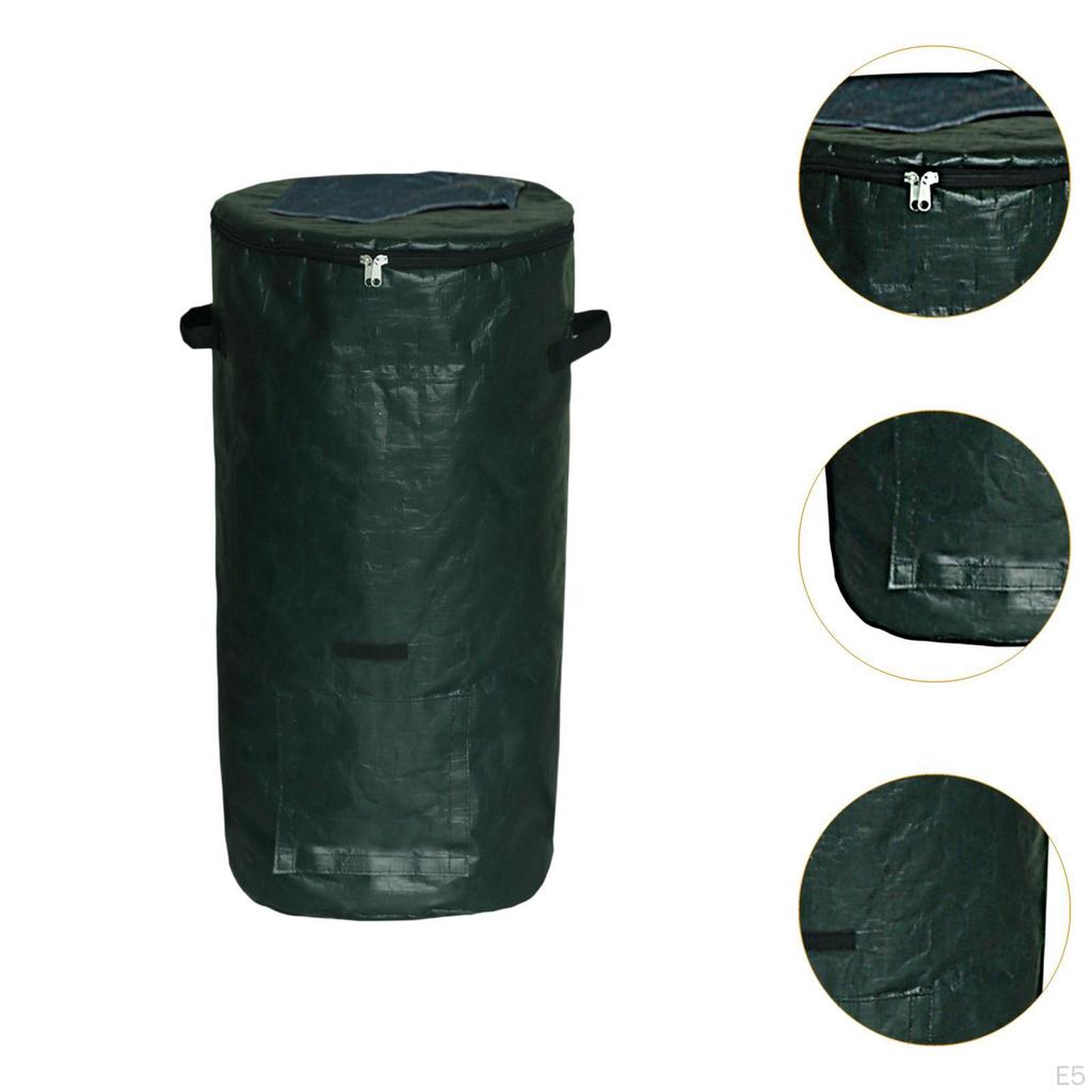 Kompostbehälterbeutel Behälter Außen Garten Gartenabfälle Rasen mit Reißverschlussdeckel und Griffen für Obstgarten