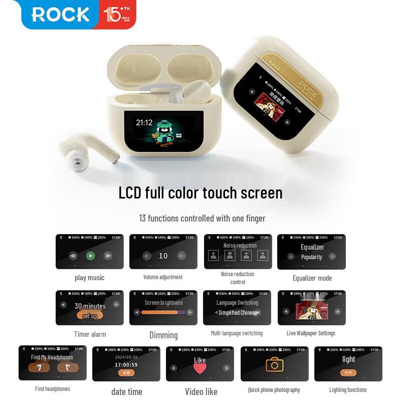 ROCK Doraemon Smart Screen ANC Bluetooth Earbuds