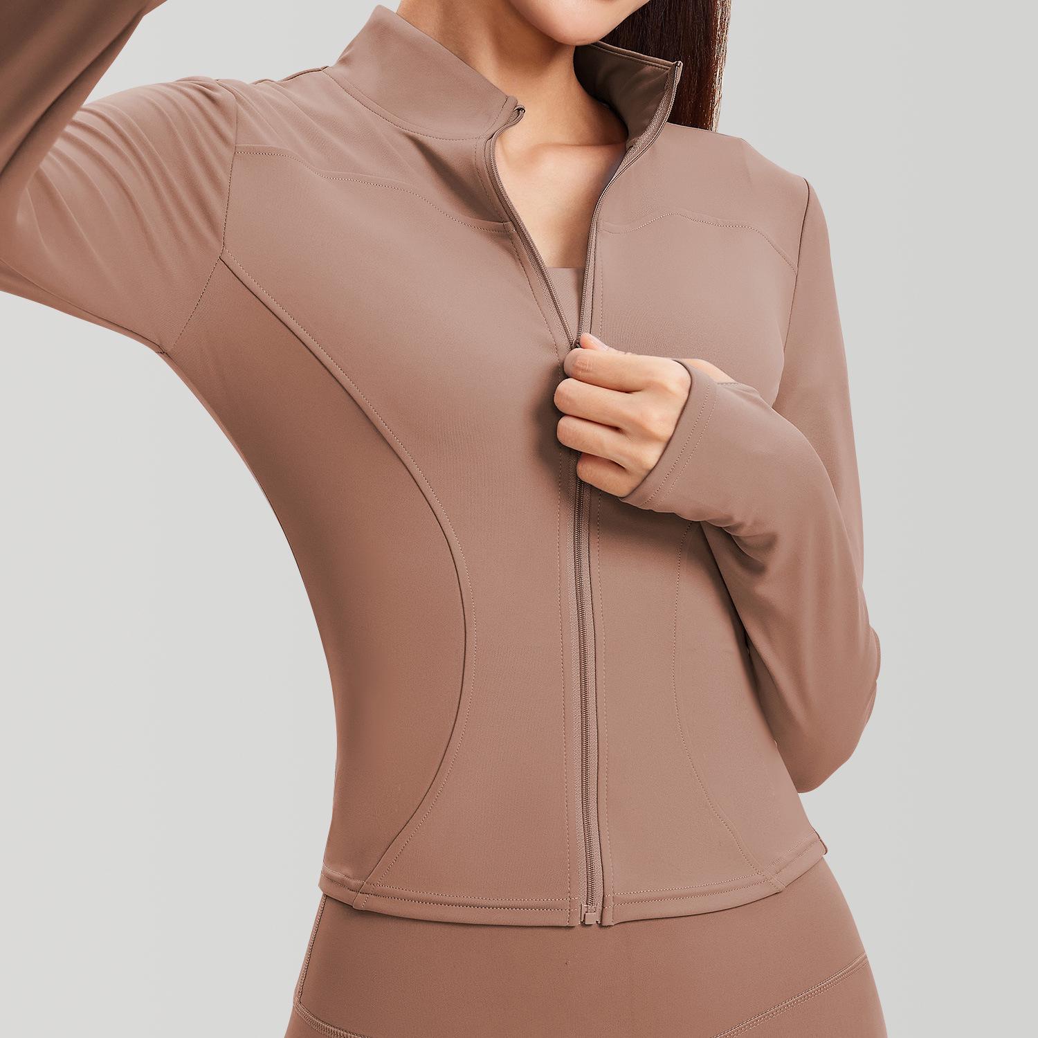 

Женская облегающая куртка для йоги Lulu со стойкой - на молнии, быстросохнущая, с длинным рукавом для бега и фитнеса S