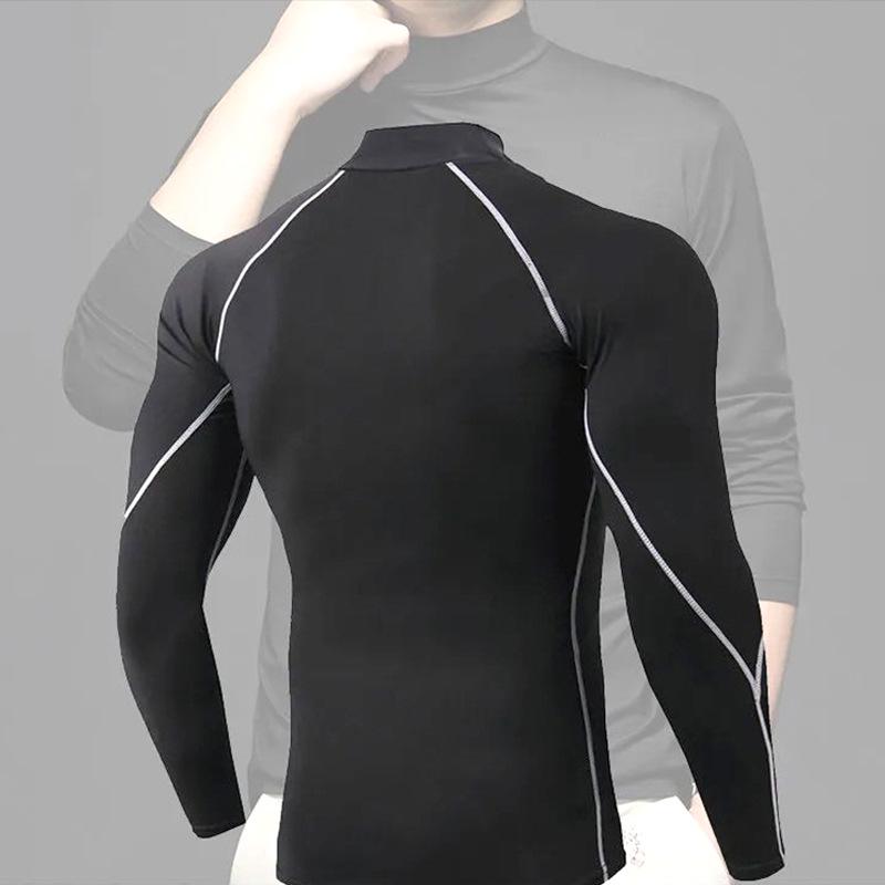 2025 Men's High-Neck Quick-Dry Training T-Shirt - Autumn/Winter Breathable, High-Elastic Fitness Wear