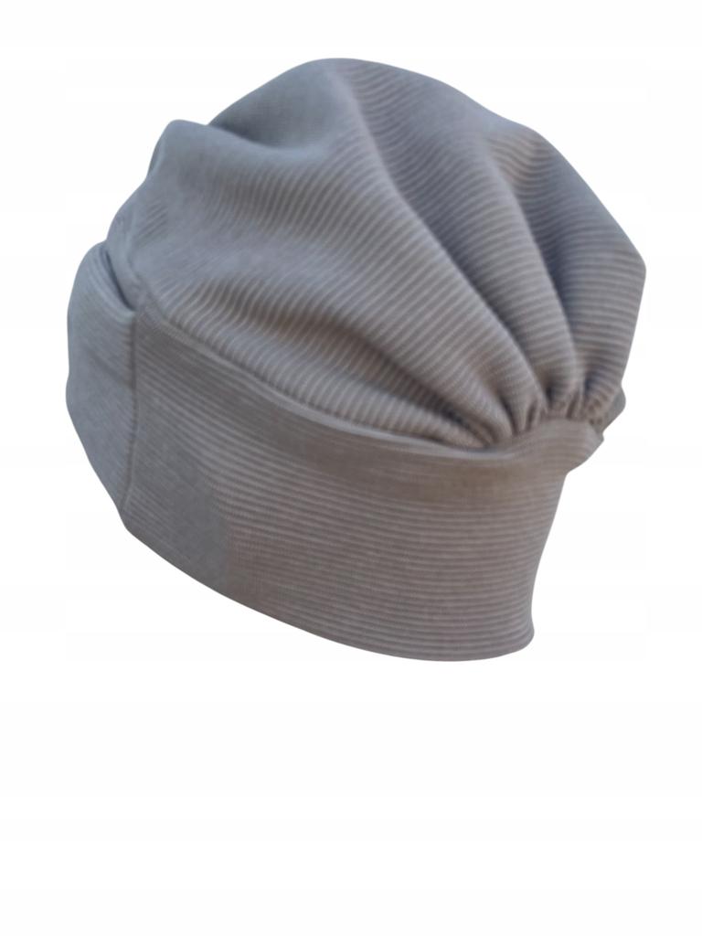 Women's Turban Sara Beige Grey Cotton Hat Also for Chemotherapy