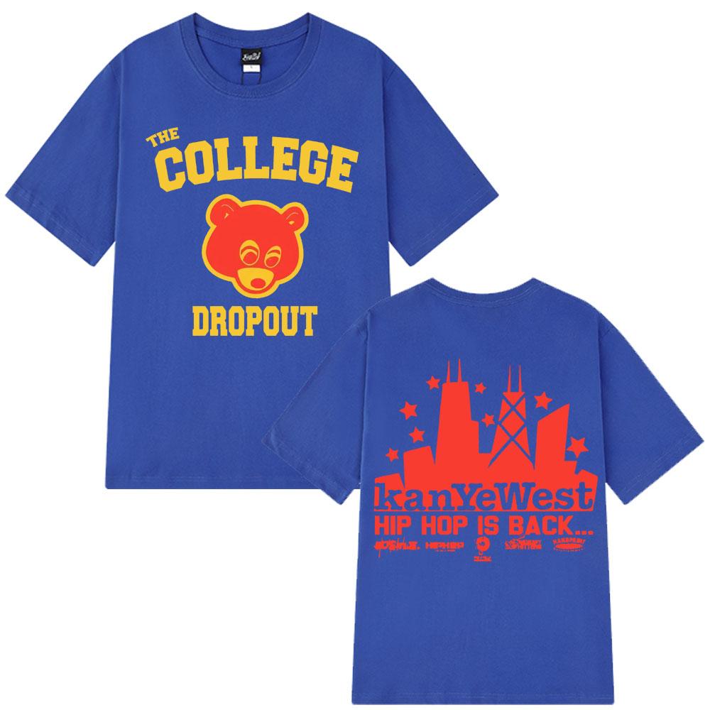 Kanye West College Dropout T Shirt Men Music Album Harajuku Print Man Short Sleeve T-shirts Casual Hip Hop Streetwear T-shirt