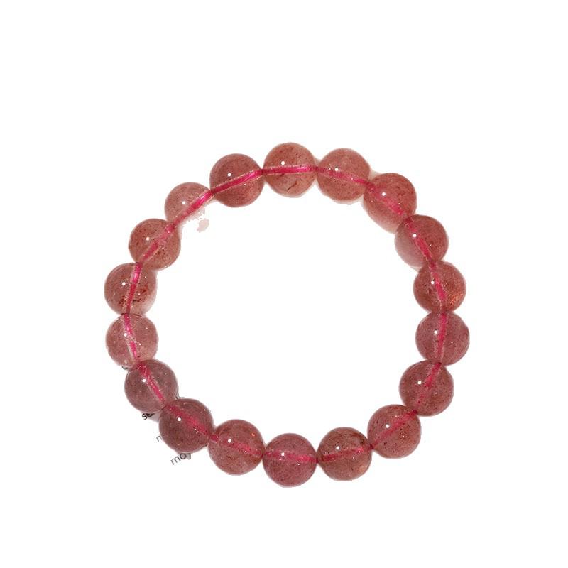 Women's Pink Natural Strawberry Crystal Bracelet - Ice Type Beaded Jewelry