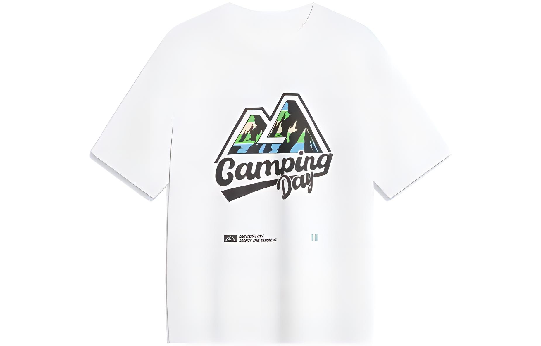 Li Ning T Shirts Unisex Standard White Crew Neck Moderate Straight Fit AHST539-4 S