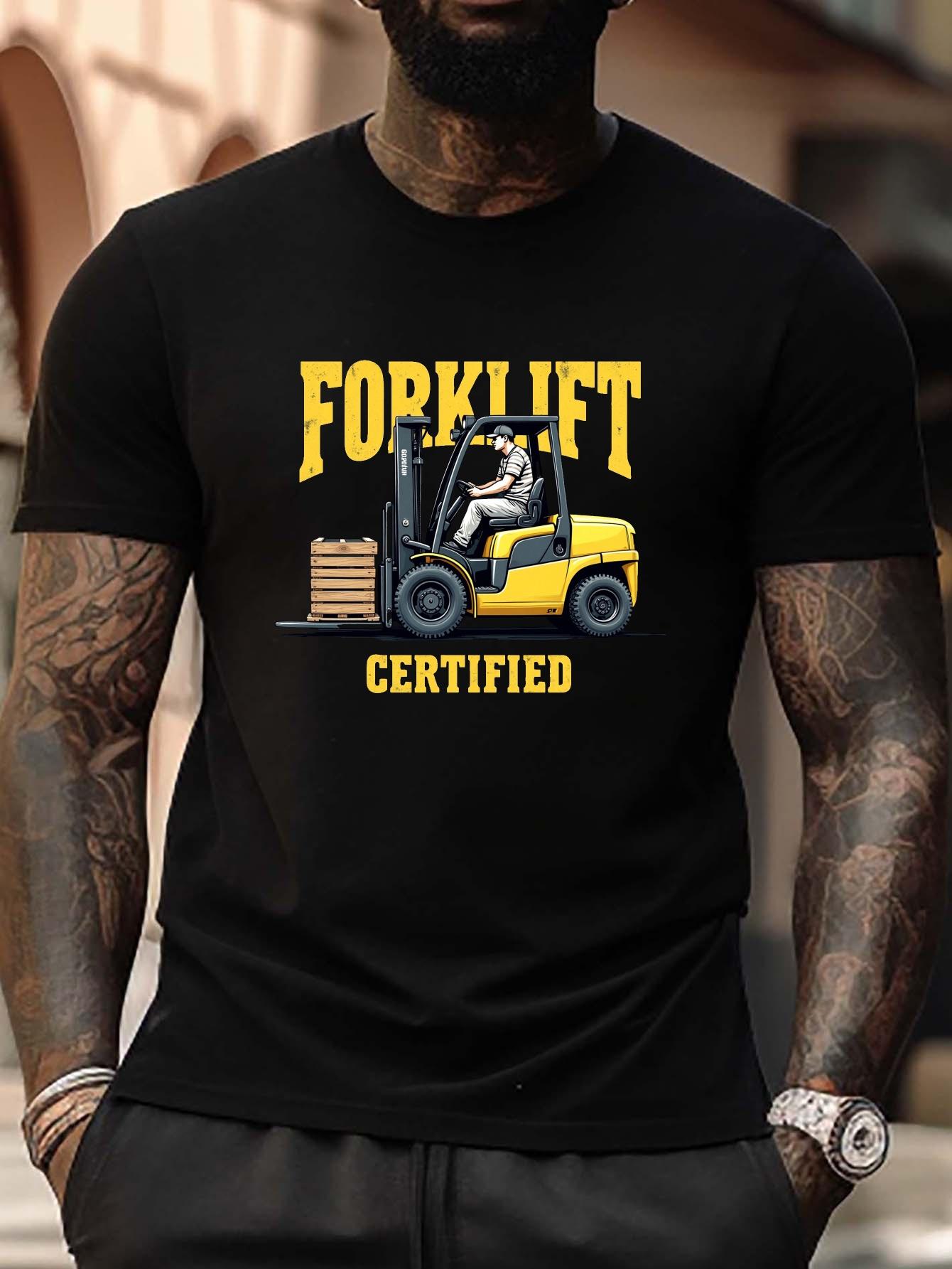 

Plus Size Warehouse Hero Graphic T-shirt - Yellow Forklift & Toolbox Design XXXL