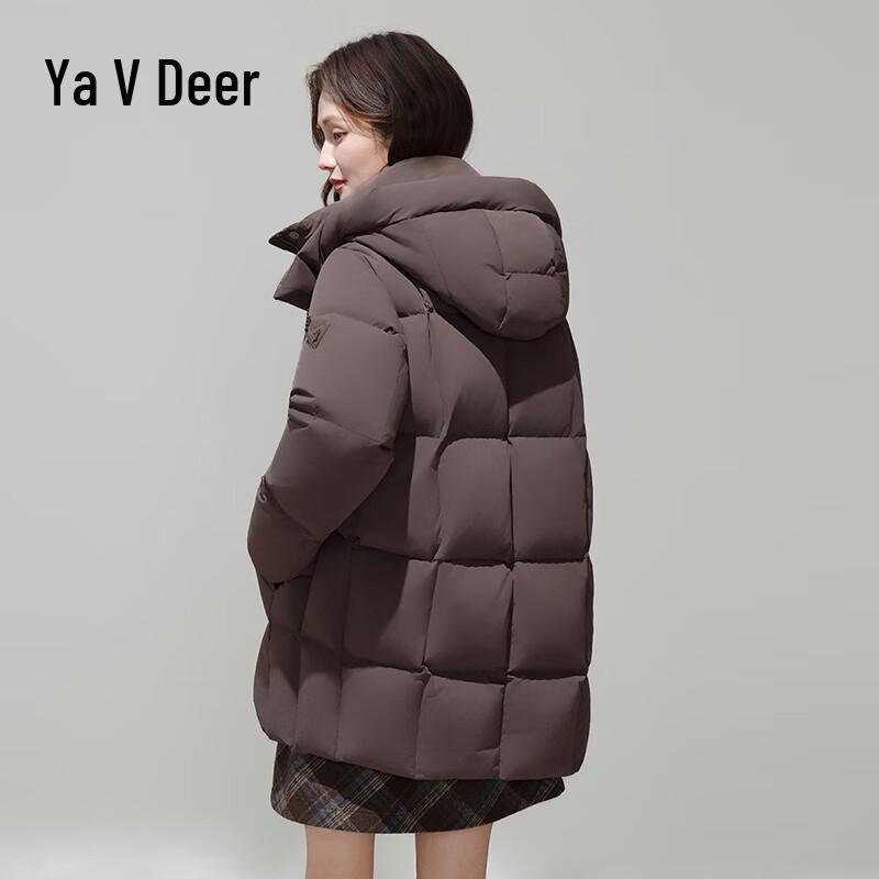 Yalu Women's Thickened 95% Duck Down Mid-length Hooded Jacket
