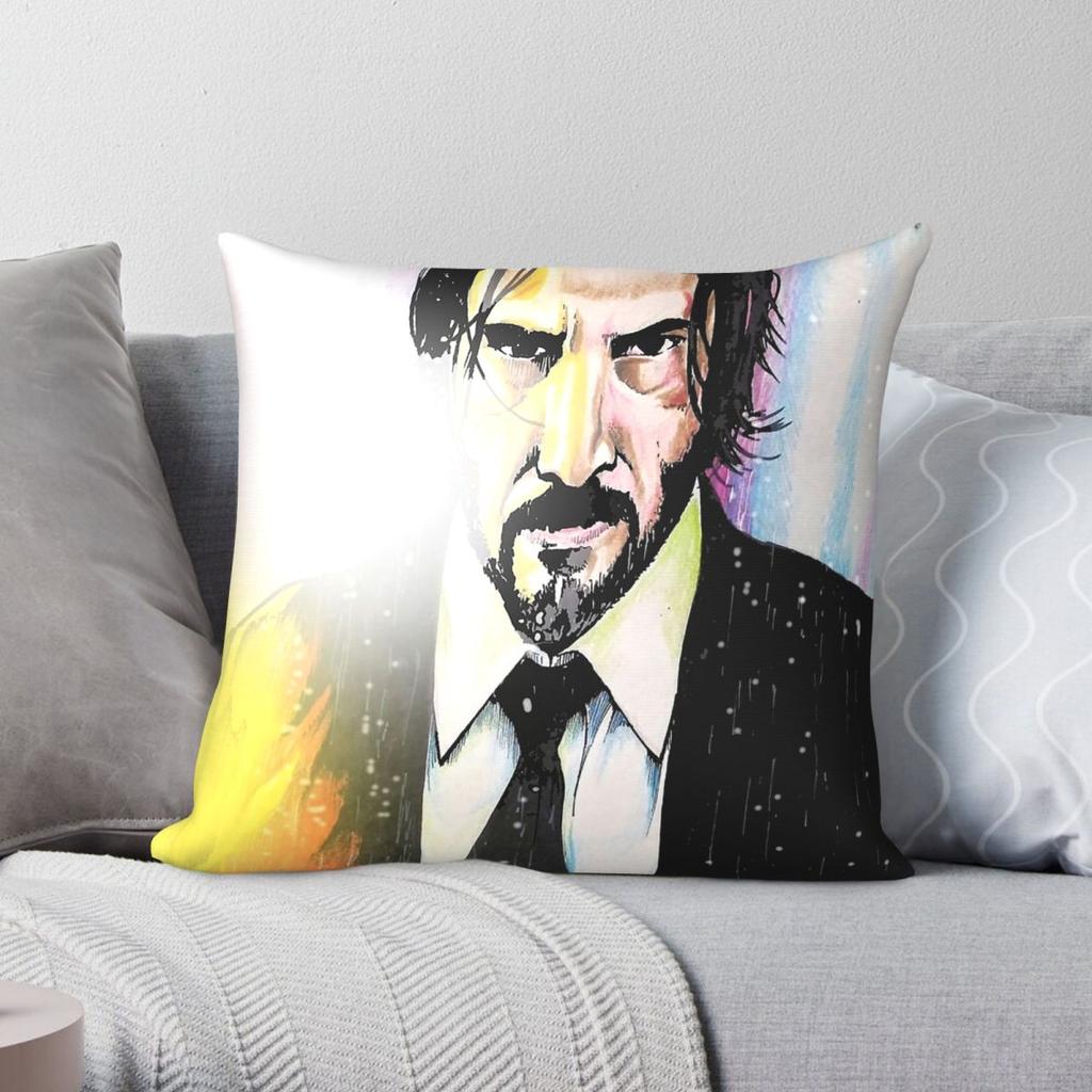 Keanu Reeves John Wick Square Pillowcase Polyester Linen Velvet Pattern Decorative Pillow Case Sofa Seater Cushion Cover 45x45