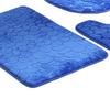 1 Set Cobblestone Pattern Toilet Lid Cover Super Soft Polyester Foldable Anti-skid Bath Mat for Home