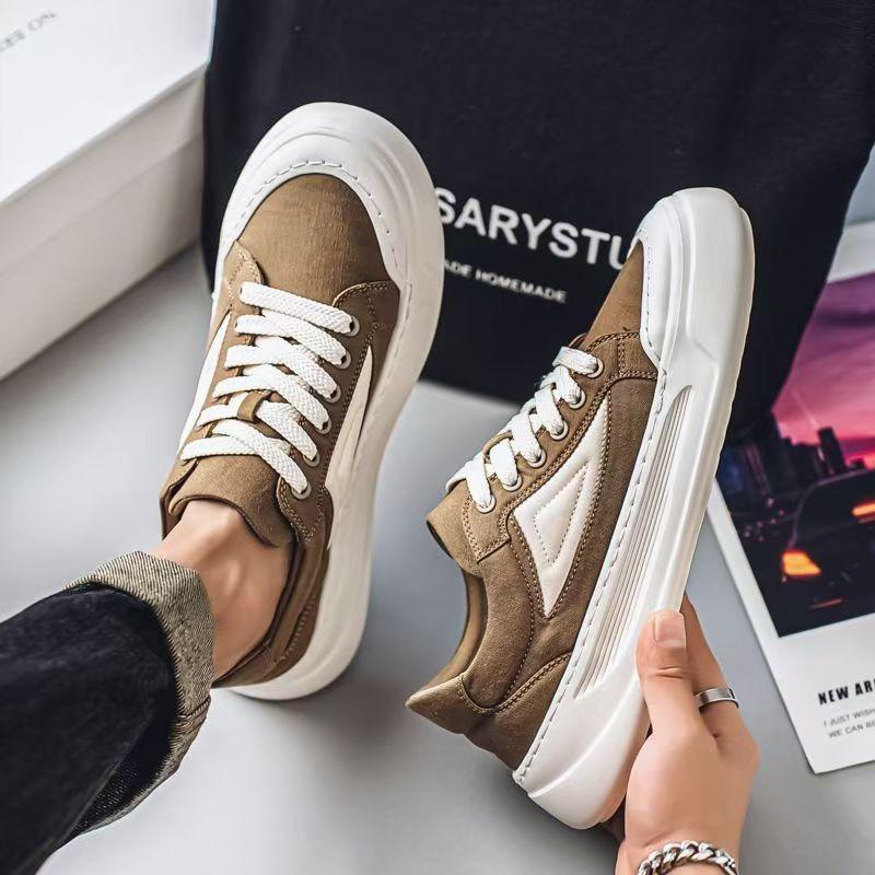 Men's Shoes Breathable Canvas Shoes New Low-top Sports and Leisure Shoes Men's Soft Sole Versatile Thick Baseplate Shoes Men