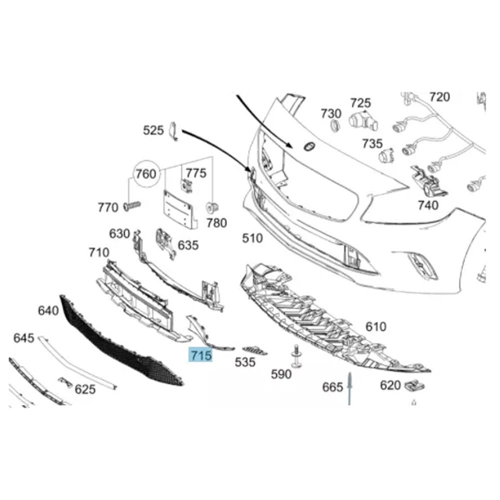 For Mercedes W176 Front Bumper Grille Bracket For A-Class 2015 For CLA 45 For AMG 1768853500 1768853600 Car Exterior Parts