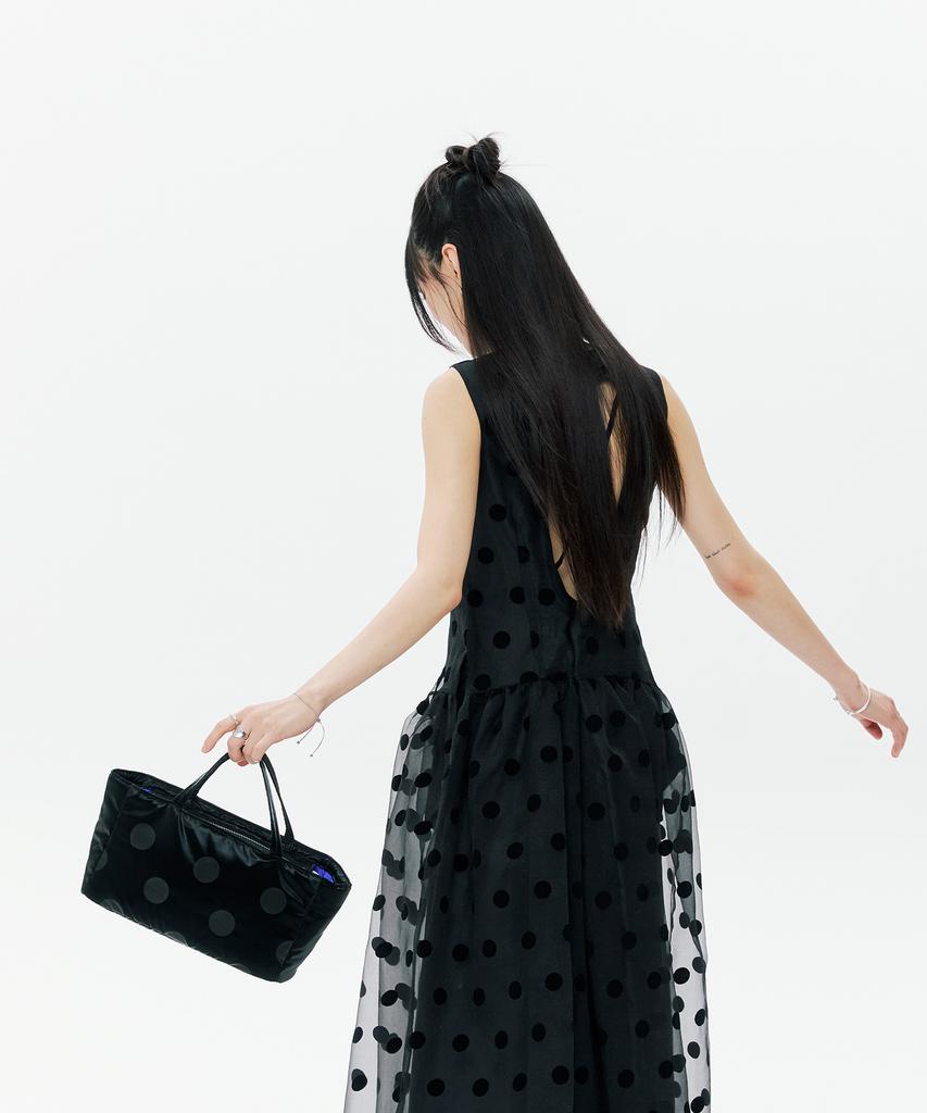 Sweetch Boat Tote Bag M Glossy Black Polka Dot