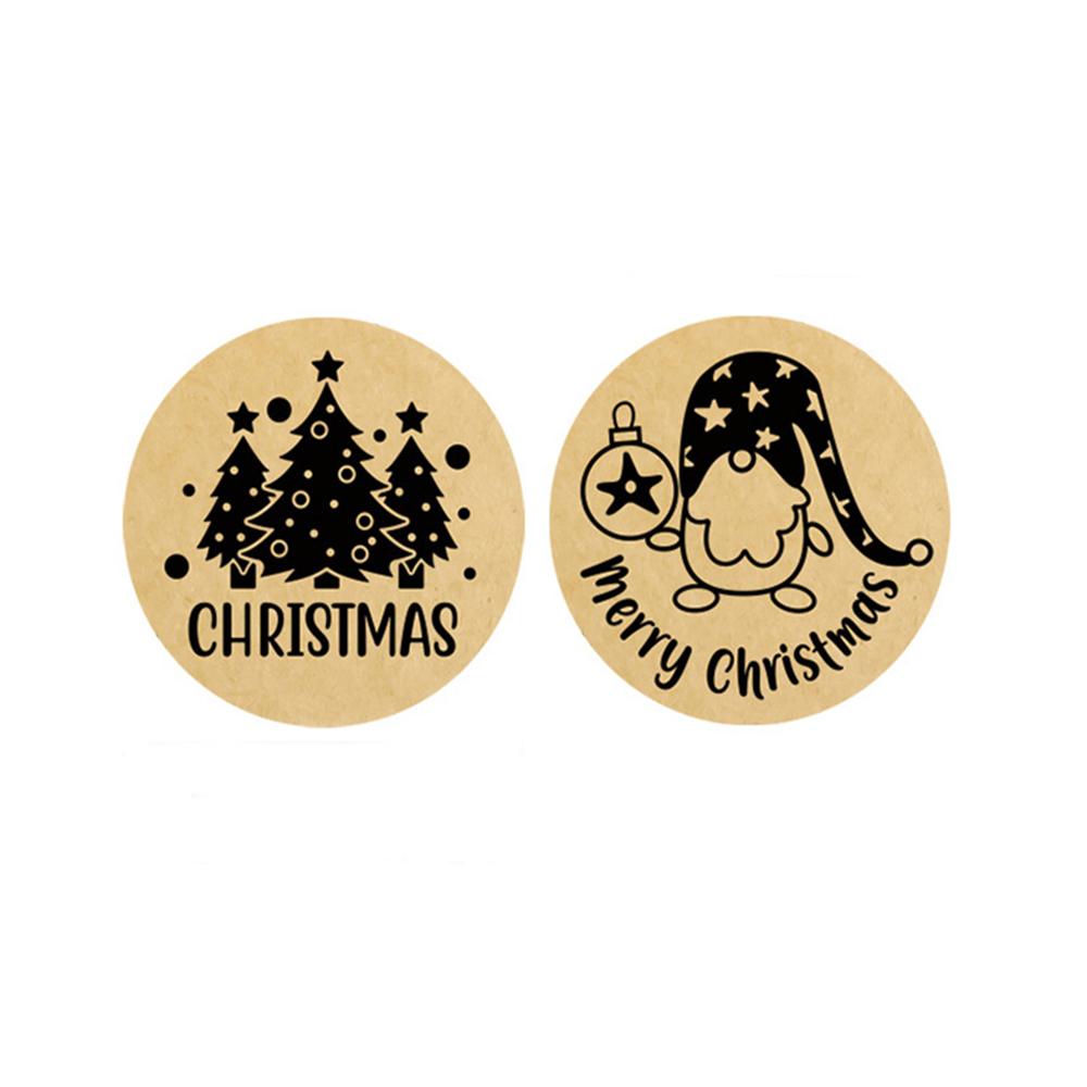 100-500pcs Brown Christmas Labels Sealing Sticker Aesthetic Kraft Paper Thank You Stationery Supply Decorative Scrapbook