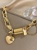 1 Pc Gold Color Heart Charm Bracelets For Women Teen Girls Stainless Steel Couple Love Friendship Bracelets Daily Party Jewelry Gifts Valentines