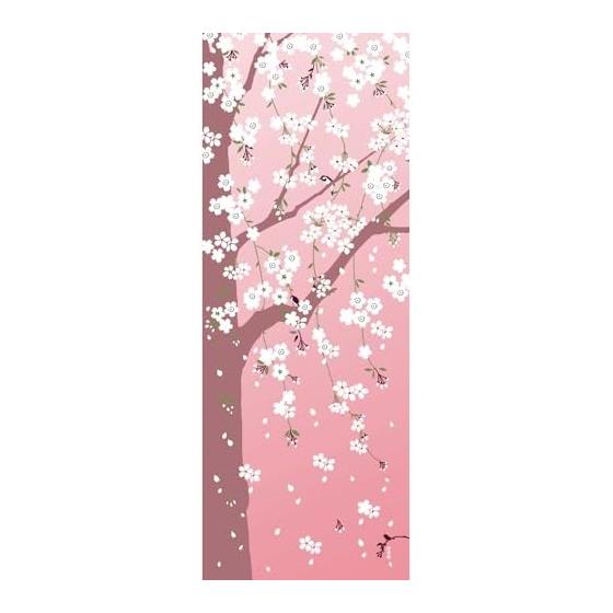 Hamamonyo Tenugui Towel - Cherry Blossoms in Full Bloom, Pink, 100% Cotton, 34cm x 90cm