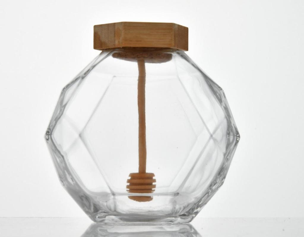 Hexagonal Glass Honey Jar: Sealed Caviar Portioning and Kitchen Storage Bottle
