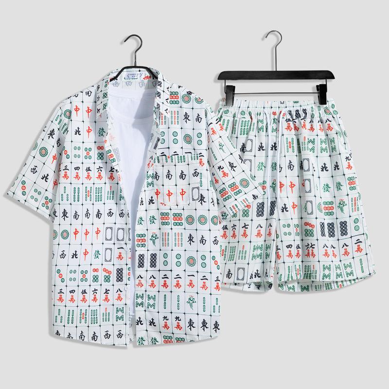 Mens Fashion Print Sets Kurzarm Shirt + Shorts 2Pcs Anzug Lose 2023 Sommer Casual Beachwear Männlichen Urlaub Hawaiian outfits