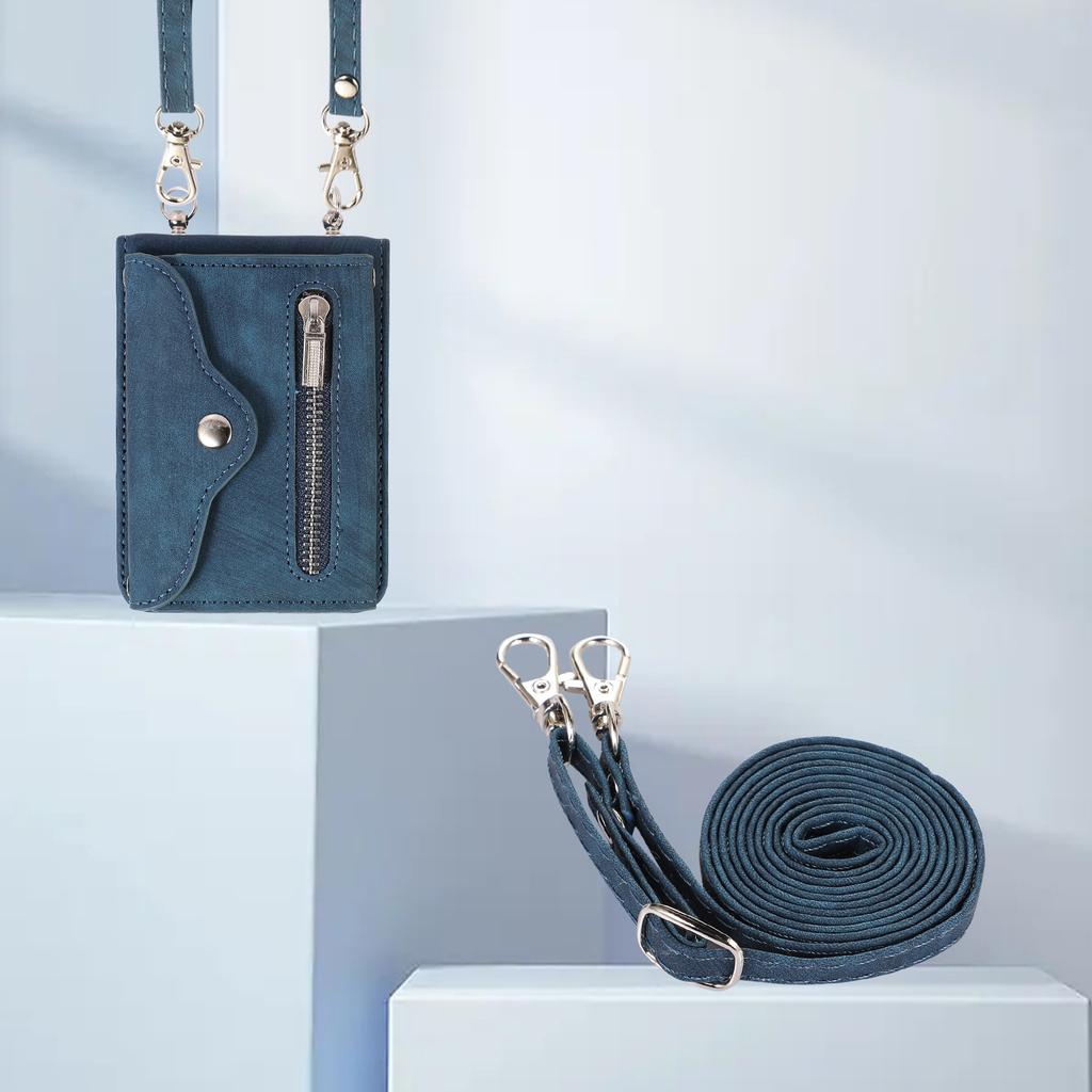 Reißverschluss-Geldbörse, Leder-Umhängetasche für Samsung Galaxy Z Flip 4 3 Flip4 Flip3 5G, Geldbörse, Lanyard-Riemen, Kartenschlitz-Halter, Taschenabdeckung