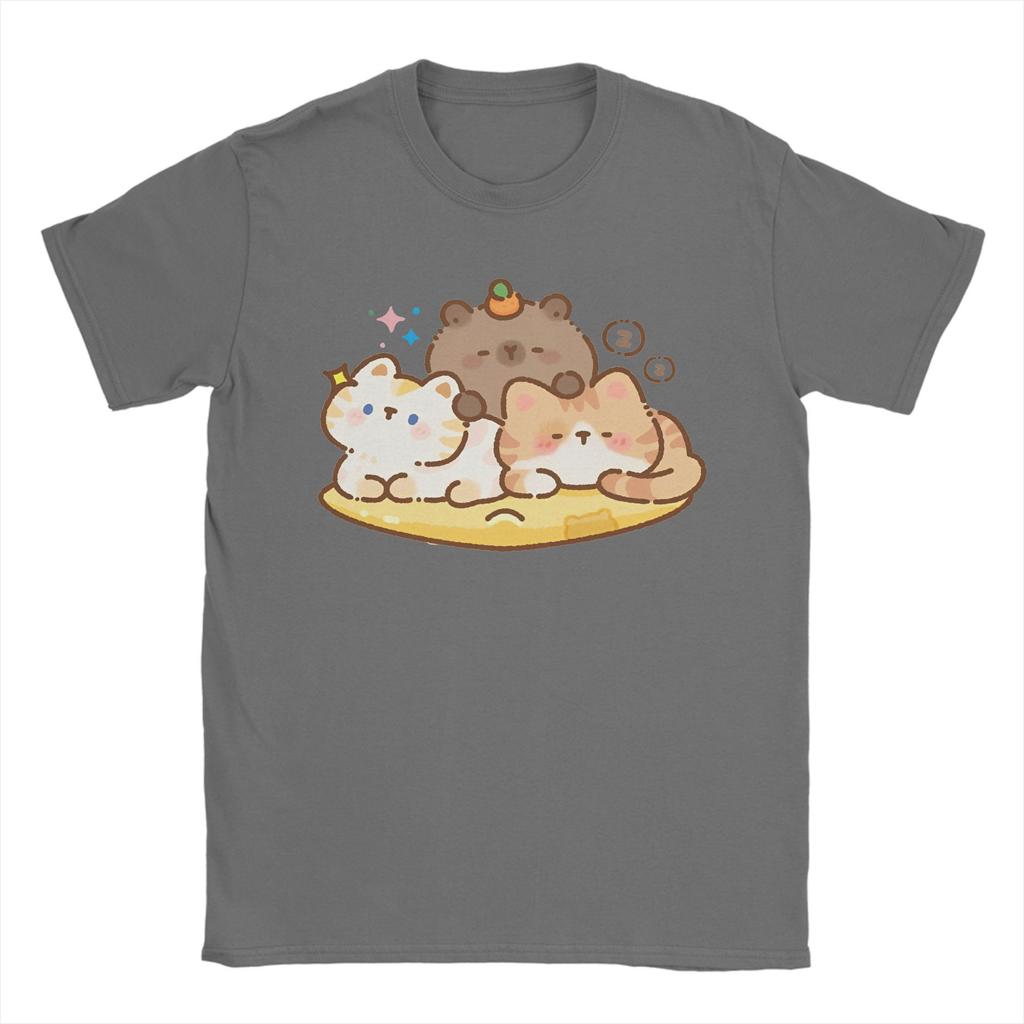 Fun Capybara Cute Animal T-Shirt Male  Streetwear Pure Cotton T-Shirts Beach Breathable Hipster Tees Wholesale Oversized Clothes