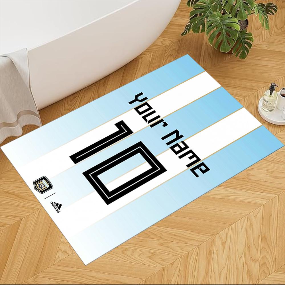 Football Messi Customize Your Name Floor Mat Design for Outdoor Study room Kitchen Decorate room Anti-slip Rug Office home decor Wedding Party Gift