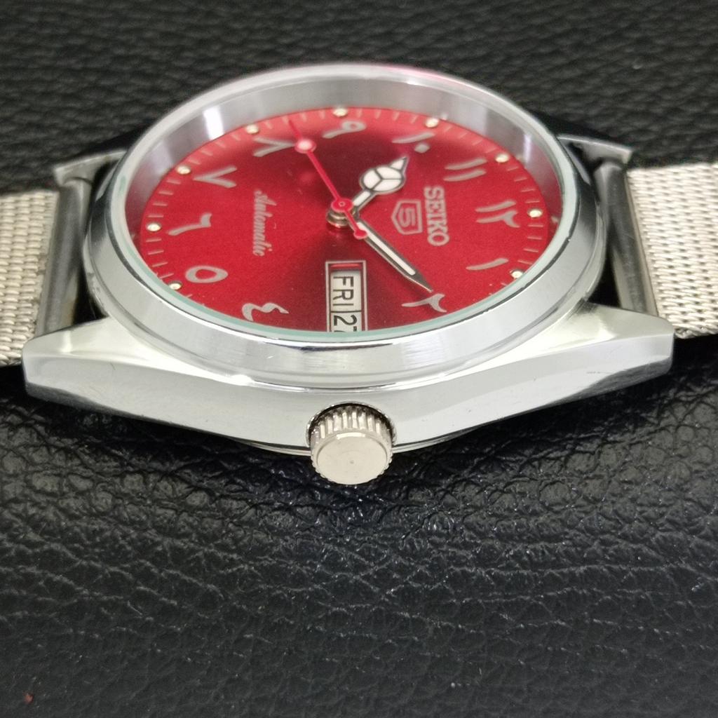 REFURBISHED VINTAGE SEIKO 5 AUTOMATIC 6309A JAPAN MENS RED DIAL WATCH a441179-4