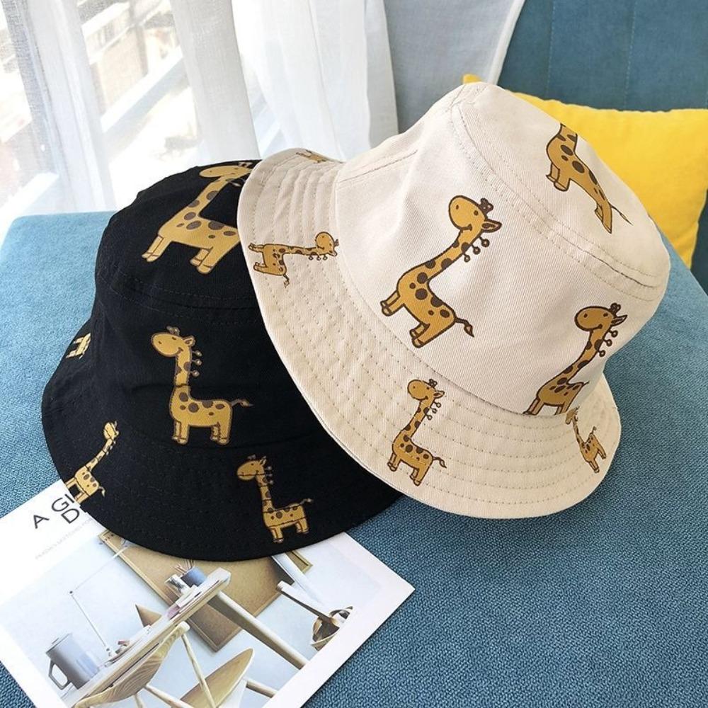 

Breathable Bucket Cap Cartoon Giraffe Fisherman Hat Cute Kids Cap Baby чорний
