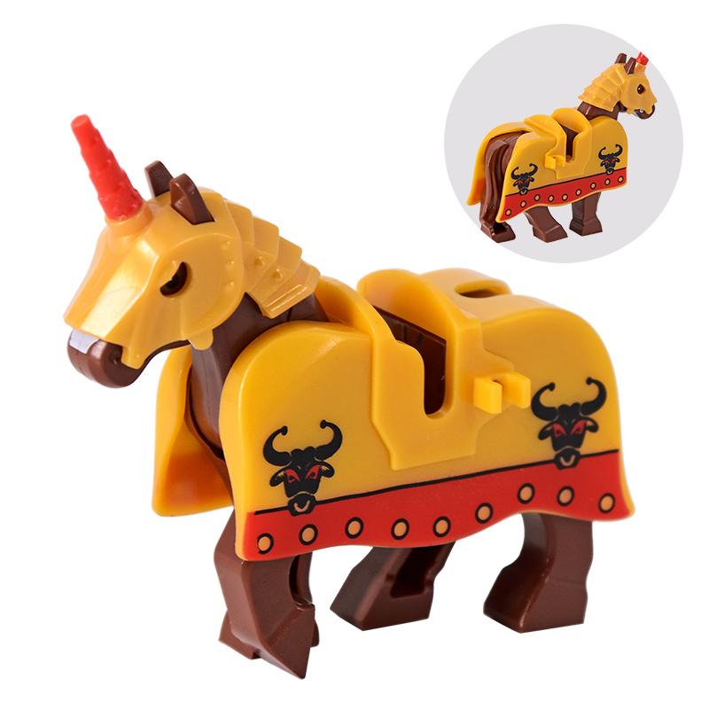 Jednotlivě prodávaný středověký rytíř římský válečný kůň Rohan zvíře stavebnice akční figurky DIY hračky pro děti dárky