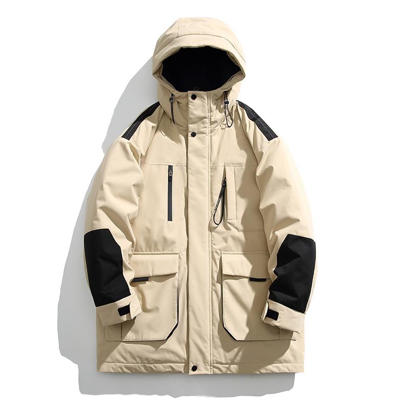 

Men s Outdoor Midi Cargo Down Jacket Waterproof Hooded Couple Casual Down Versatile Jacket Trendy Men M