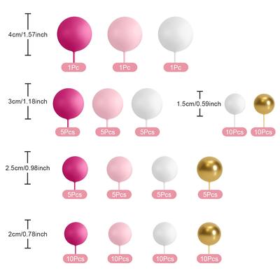 98pcs Cake Topper Foam Ball Cake Decorations Ball Shaped Cake Insert Topper for Birthday Baby Shower Wedding Decoration Supplies