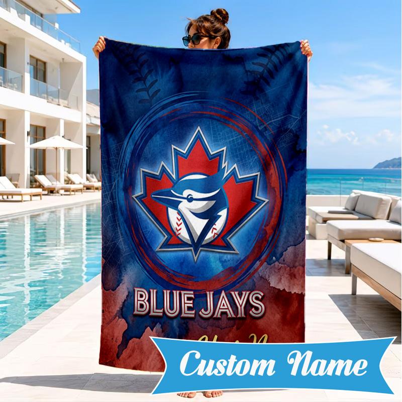 Custom Name Torontos baseball Personalized Microfiber Beach Towel, Quick-Dry, Ideal for Summer Travel, Beach Essential, Swimming