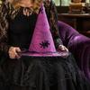 Dark Theme Stage Performance Hat Halloween Witch Hat, with Lace Mesh And Simulated Spiders, Gothic Costume Accessories for Carnival Nights Style