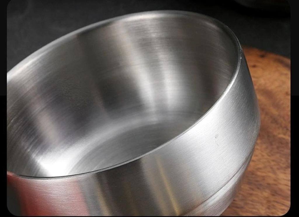 Korean Double Rice Bowl Double Stainless Steel Bowl with Lid Soup Bowl Steam Bowl Steam Cooking Bowl Small Children's Bowl Preventing Burns Korean Kit