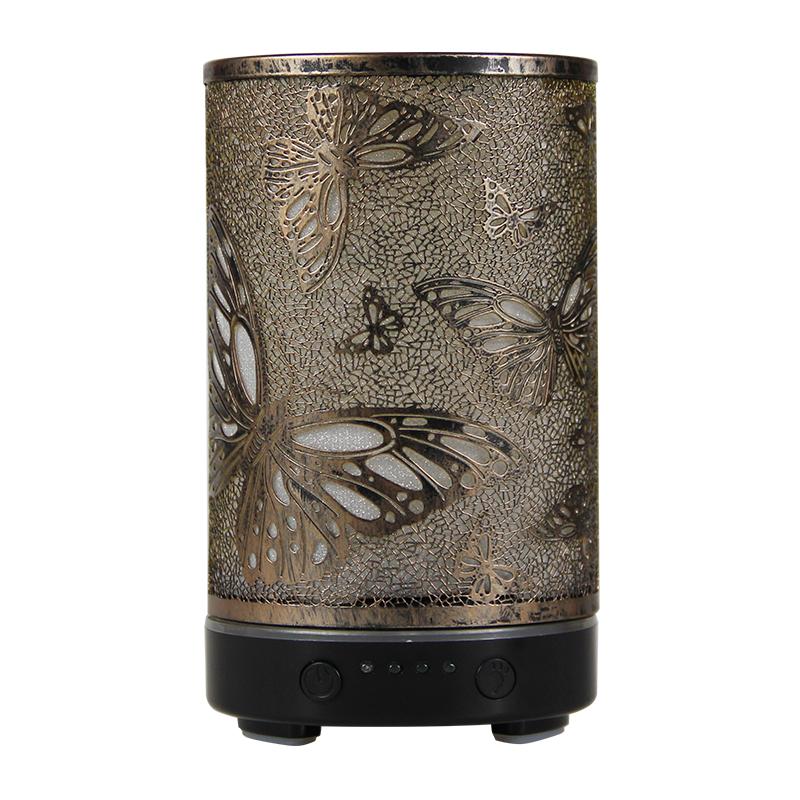 Ultrasonic Air Humidifier Aroma Diffuser Golden Hollow Butterfly Humidity Control Assistant with LED Lights