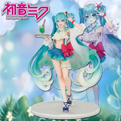 Figurine Anime Nouvelle Hatsune Miku Robe Crème Soda Accessoires Décoration de Bureau Collection de Poupées Modèle PVC Jouets Cadeaux d'Anniversaire pour Enfants