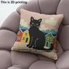 Vintage Black Cat Town Scene Throw Pillow Covers Pattern Cushion Cover Suitable For Sofa Bedroom Car Pillow Cover