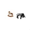 Wooden Horse And Modern Resin Bull Sculpture Collectible Art for Garden Entryway Tabletop Desk Shelf