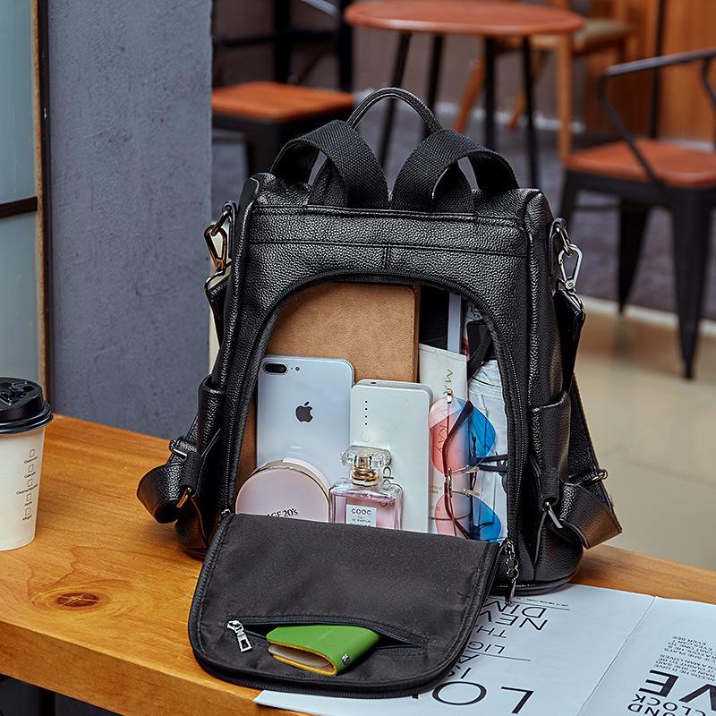 Korean Version Backpack Women's 2025 New Autumn and Winter Easy To Fit Soft Leather Large Capacity Women's Anti-theft Backpack Leisure Travel Bag