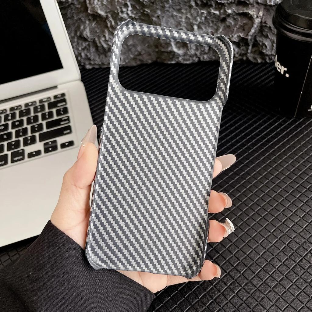 Slim Smooth-touch Frameless Carbon Fiber Texture Case For IPhone 17Pro Max Air 16E 15 14 13 12 Plus Water Ripple Anti-Drop Cover