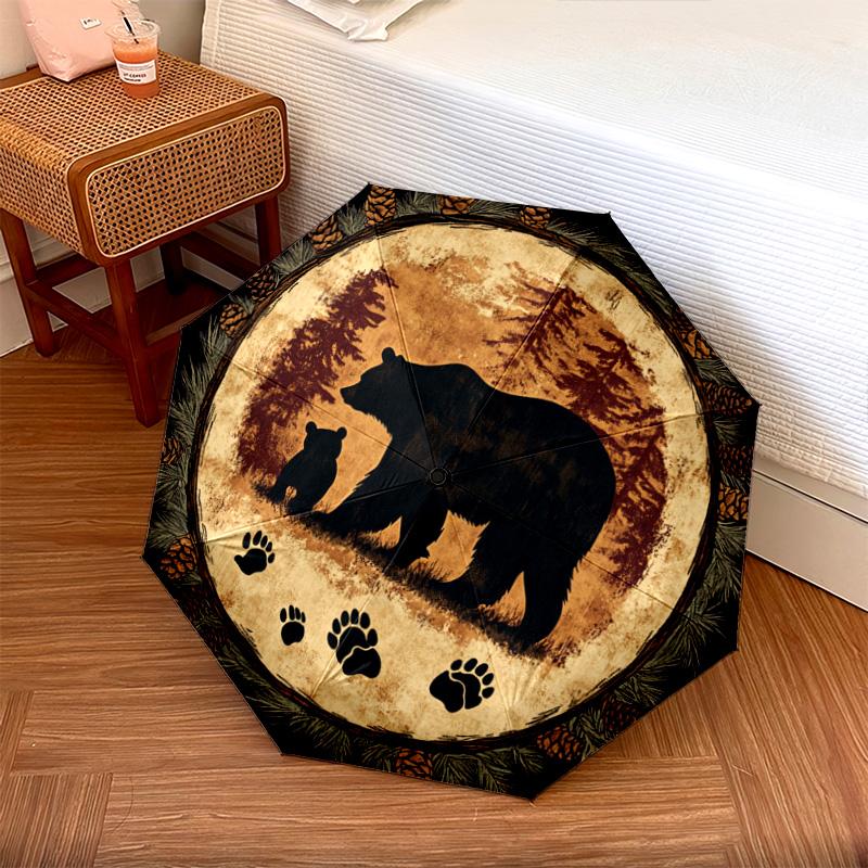

1 PC Automatic Folding Umbrella - Bear Pattern, Portable & Foldable Design with 8 Ribs, Christmas Birthday Gifts