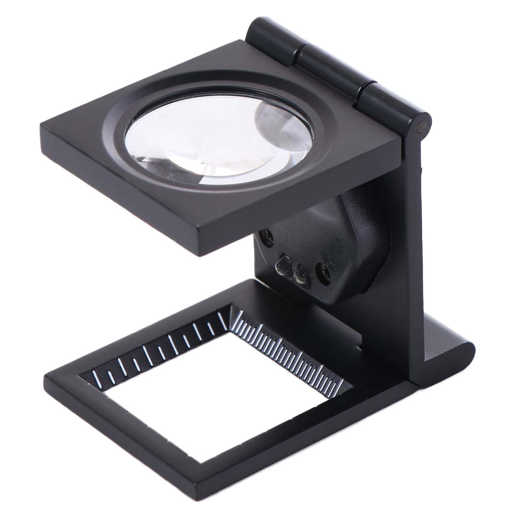 Glass Lens 10X Magnifier LED Lights Magnifying Glass Folding Magnifier Cloth Inspection
